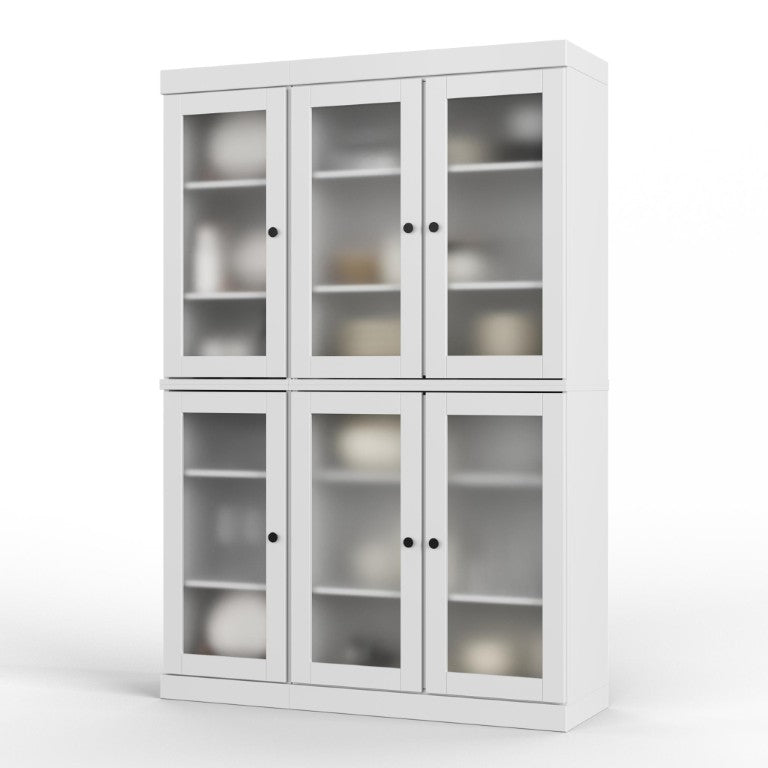 HomeRoots 72 Inch White Solid Wood Six Door Freestanding Pantry Cabinet for Kitchen Storage 753908