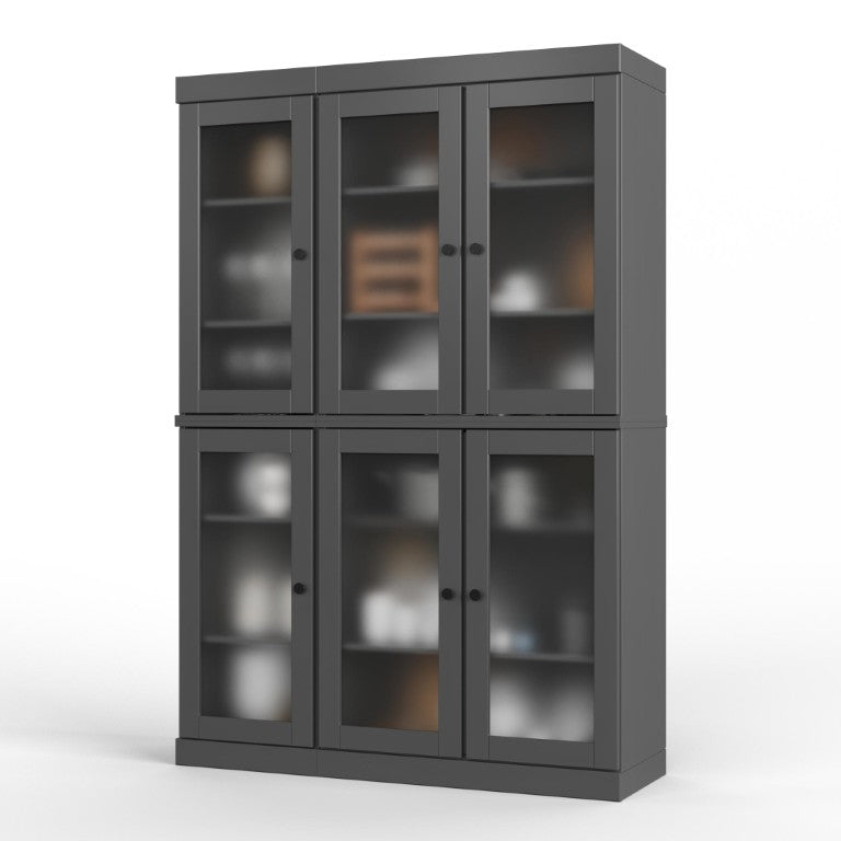 HomeRoots 72 Inch Solid Wood Six Door Pantry Cabinet Tall Gray Freestanding Closet Storage 753910