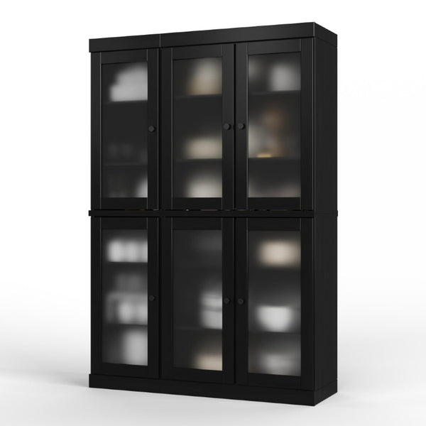 HomeRoots 72 Inch Solid Wood Six Door Pantry Cabinet Tall Freestanding Black Kitchen Storage 753911
