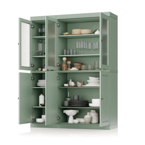 HomeRoots 72 Inch Solid Wood Six Door Pantry Cabinet Freestanding Kitchen Storage Organizer 753925