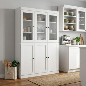 72 Inch Solid Wood Six Door Pantry Cabinet Tall Freestanding Kitchen Storage Unit