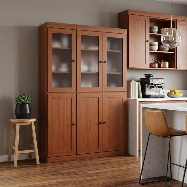 72 Inch Solid Wood Freestanding Pantry Cabinet Six Doors Tall Kitchen Storage Unit