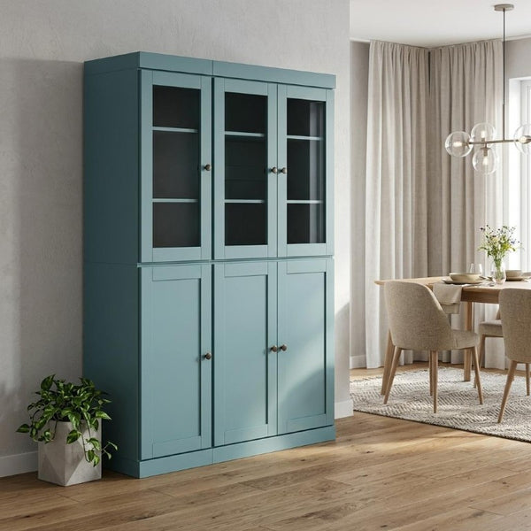 72 Inch Solid Wood Six Door Freestanding Pantry Cabinet for Kitchen or Hallway