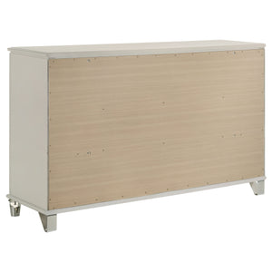 English Elm Gwendolyn Pearl White 6-Drawer Dresser Cabinet with Diamond Star Drawers, Jewelry Tray & Acrylic Legs B062P375502