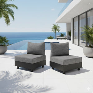 English Elm 2-piece Aluminum Modular Outdoor Chair Set with Olefin Cushions for Patio or Balcony B082P455167