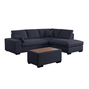 English Elm Woven Fabric Sectional Sofa With Right-Facing Chaise & Console Ottoman - Chic Dark Gray Comfort B016S00051-GIGA