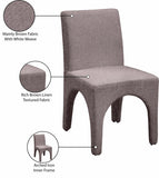 Gramercy Brown Linen Textured Fabric Dining Chair 753Brown-C Meridian Furniture