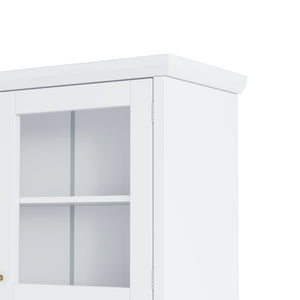 English Elm Topmax Farmhouse Buffet Hutch with Wine Rack Shaker Glass Pantry Cabinet White N717P327043K