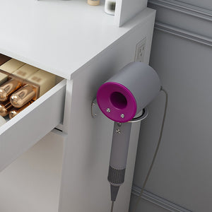 English Elm Vanity Desk with Led Mirror Touch Light Power Outlet Drawers and Storage Stool W2700P342538