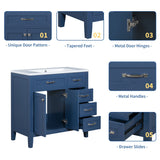 English Elm 36" Bathroom Vanity With Sink Combo, Blue Bathroom Cabinet With Drawers, Solid Frame and Mdf Board