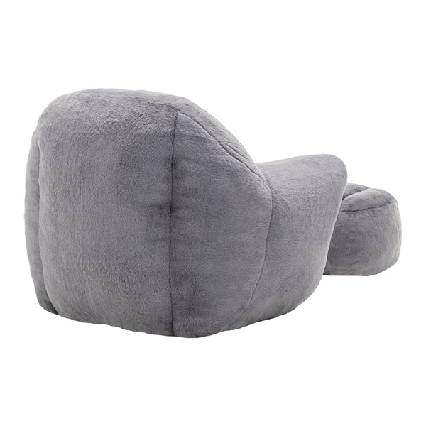 English Elm Bean Bag Chair - Luxurious Faux Fur Sofa With Footstool For Cozy Comfort In Living Room & Bedroom W2200P326904