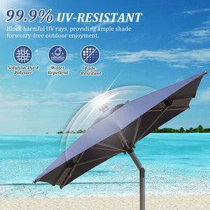 English Elm Rectangle Patio Umbrella With Crank Lift & Tilt, Durable Navy Shade For Outdoor Comfort & Style W1859P320941-GIGA