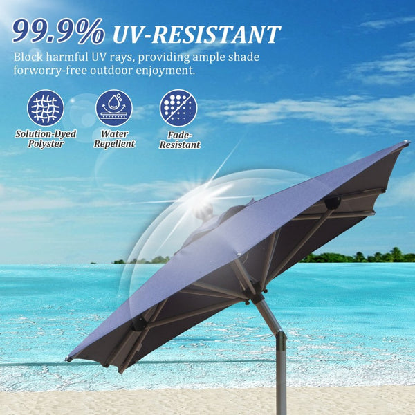 English Elm Rectangle Patio Umbrella With Crank Lift & Tilt, Durable Navy Shade For Outdoor Comfort & Style W1859P320941-GIGA