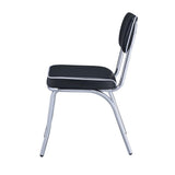 English Elm Set Of 2 Upholstered Side Chairs, Black and Chrome