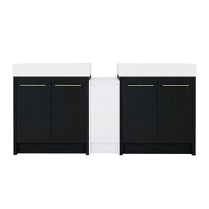 English Elm 72 Inch Freestanding Bathroom Vanity Set With Resin Sink, Storage Cabinets & Soft-Close Doors W999S00300