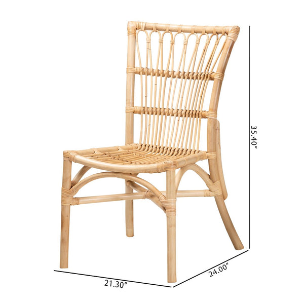 English Elm Modern Rattan Dining Chair with Curved Open Back and Sculptural Crisscross Base B2750P470044