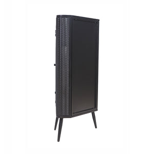 English Elm Modern 3-Tier Corner Storage Cabinet Antique Black Steel with Tempered Glass Doors, Space-Saving Organizer W3122P272936