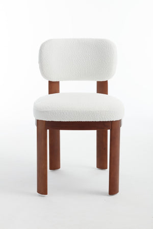 English Elm Farmhouse Fabric Upholstered Dining Chair Set Curved Back Solid Wood Legs for Two W3244P375750