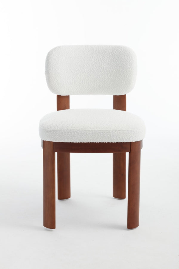 English Elm Farmhouse Fabric Upholstered Dining Chair Set Curved Back Solid Wood Legs for Two W3244P375750