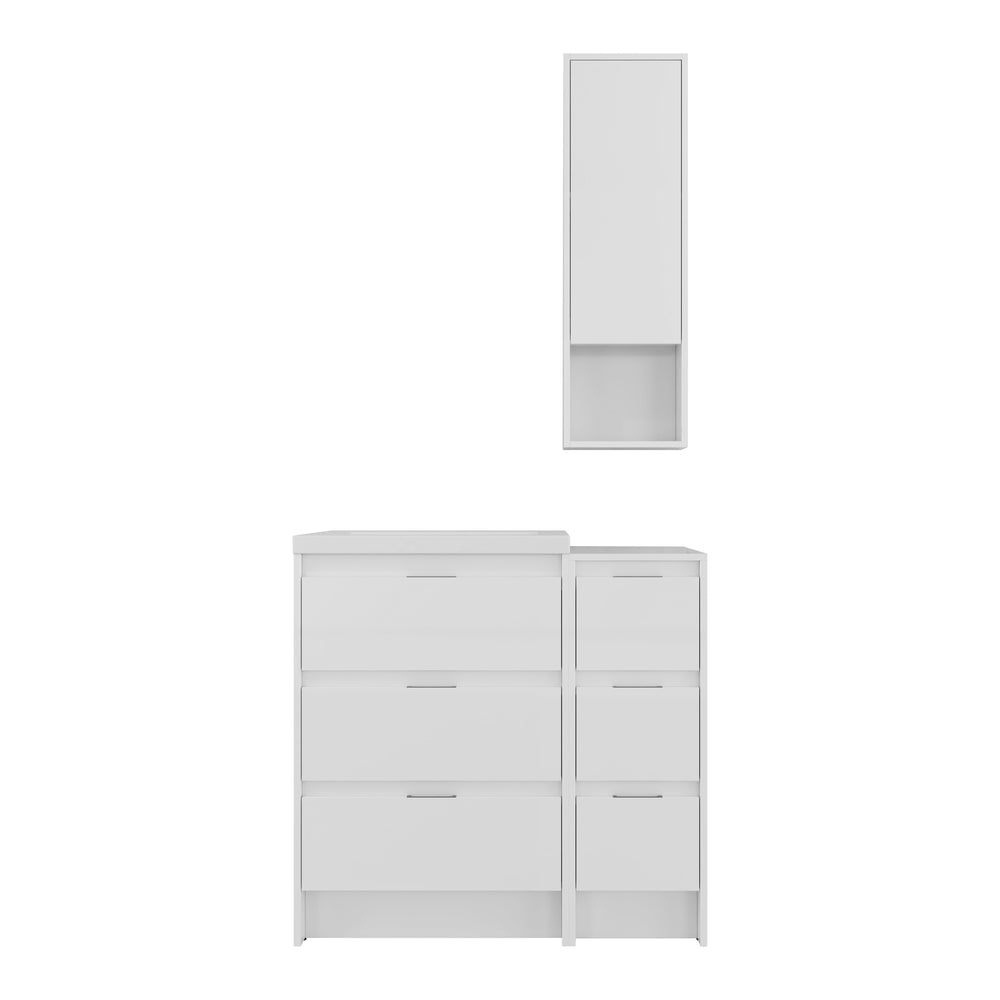 English Elm 36" Freestanding Bathroom Vanity Set With Resin Sink, Soft-Close Drawers, And Stylish Wall Cabinet W999S00434