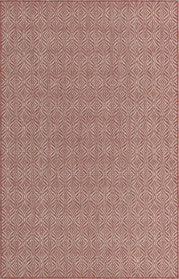 Unique Loom Outdoor Trellis Deco Trellis Machine Made Trellis Rug Rust Red, Ivory 5' 3" x 8' 0"