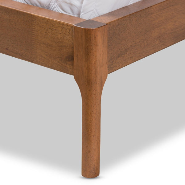 Baxton Studio Baxton Studio Brooklyn Mid-Century Platform Bed with Winged Headboard and Warm Walnut Accents Beige BBT6653-Light Beige-Queen-6086-1