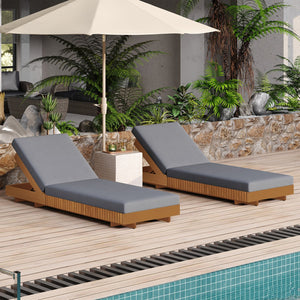 English Elm Christopher Knight Home® - Lounge Chaise Set - Solid Acacia Wood With Dark Grey Cushion, Ergonomic Design, Cream Version Available N770P281696C_65429.00CUSHDGRY