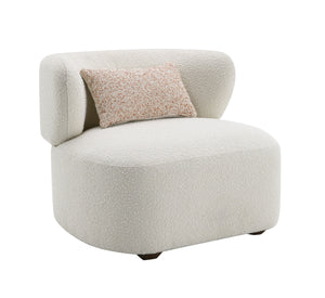 English Elm Darius Bouclé Accent Chair with Toss Pillow, Curved Back, Pocket Coil Seat and Plush Support Beige 34 L x 34 W x 30 H B2726P248622