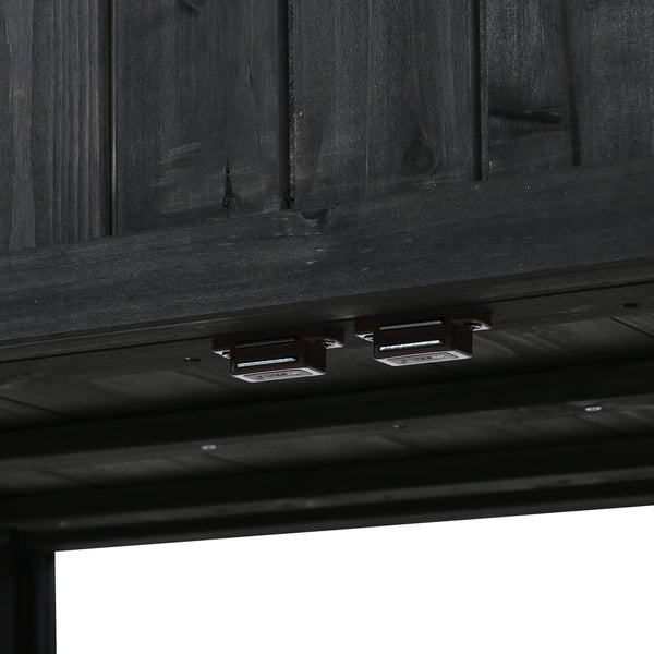 English Elm TOPMAX Mini Cold Frame Greenhouse with Fir Wood, Polycarbonate Doors, Raised Bed & Removable Wheels Black N717P229026B