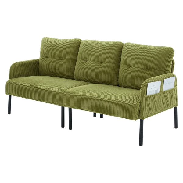 English Elm United We Win Corduroy Loveseat Plush Ergonomic Sofa with Spring Support Metal Legs Olive Green W1568P410049