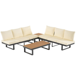 English Elm Outdoor Sectional Sofa Set - Stylish Modular Patio Seating With Adjustable Recline & Storage Solutions N719Z000170A-GIGA