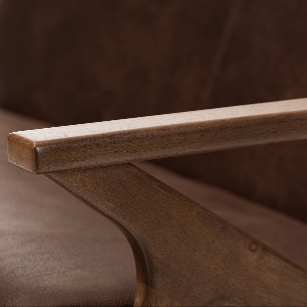 Baxton Studio Baxton Studio Bianca 4-Piece Mid-Century Modern Sofa Set in Distressed Brown Faux Leather Comfort Bianca-Dark Brown/Walnut Brown-4PC-Set