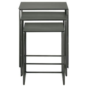 English Elm Vestal Iron Nesting Table Set of Three Powder Coated Grey Industrial Living Room Accent B062P441486