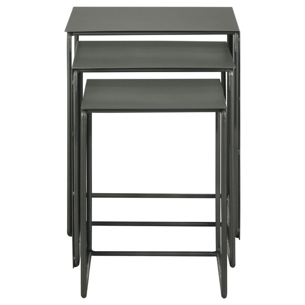 English Elm Vestal Iron Nesting Table Set of Three Powder Coated Grey Industrial Living Room Accent B062P441486