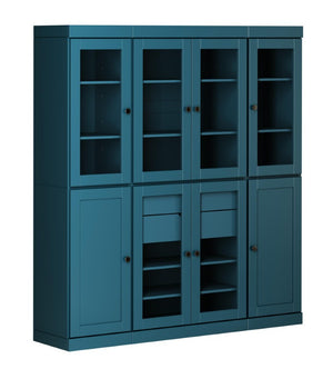 HomeRoots 72 Inch Tall Black Solid Wood Pantry Cabinet with Eight Spacious Storage Drawers 754432