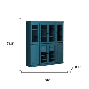 72 Inch Tall Black Solid Wood Pantry Cabinet with Eight Spacious Storage Drawers