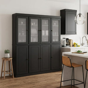 72 Inch Solid Wood Tall Pantry Cabinet with Double Drawers for Kitchen Storage