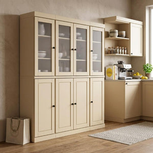 72 Inch Solid Wood Tall Pantry Cabinet with Dual Drawers for Kitchen Organization