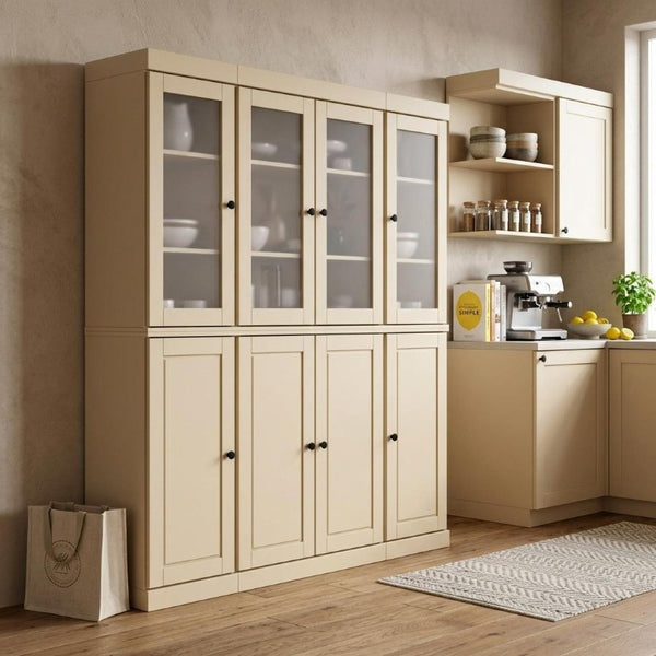 72 Inch Solid Wood Tall Pantry Cabinet with Dual Drawers for Kitchen Organization