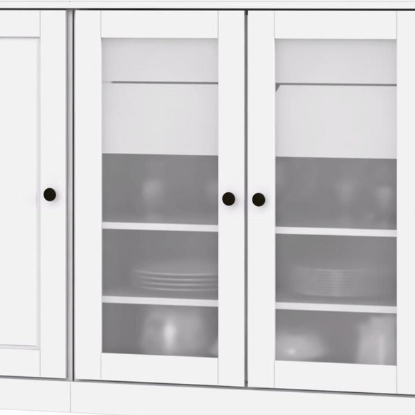 72 Inch Solid White Wood Tall Pantry Cabinet with Eight Two-drawer Storage Sections