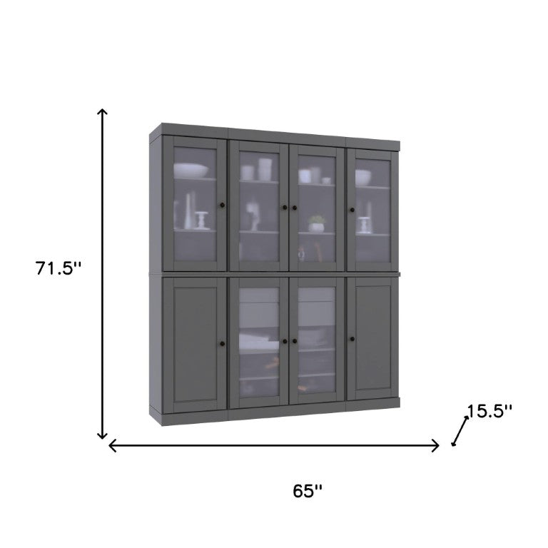 HomeRoots 72 Inch Tall Solid Wood Pantry Cabinet with Two Drawers for Kitchen or Hallway 754471