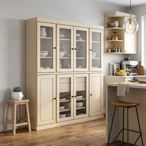 72 Inch Solid Wood Tall Pantry Cabinet with Eight Two Drawer Storage Compartments