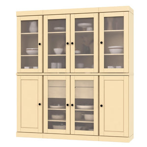 HomeRoots 72 Inch Solid Wood Tall Pantry Cabinet with Eight Two Drawer Storage Compartments 754474