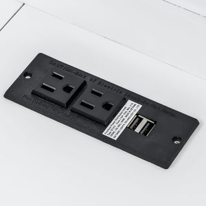 English Elm Twin XL Murphy Bed with Desk, LED Lighting and USB Charging Station — Space-Saving Solid Pine Design White N7090005001W