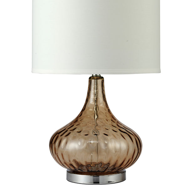 English Elm 24.5" Elegant Amber Glass Table Lamp "Courtney" With Chrome-Silver Accents For Stylish Ambiance B072116092