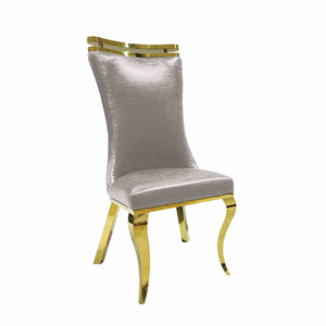 English Elm Silver 2pc Side Chair Set with Gold Legs, Tiger Print Upholstered Seats, Modern Dining Comfort 26"W B2741S00726