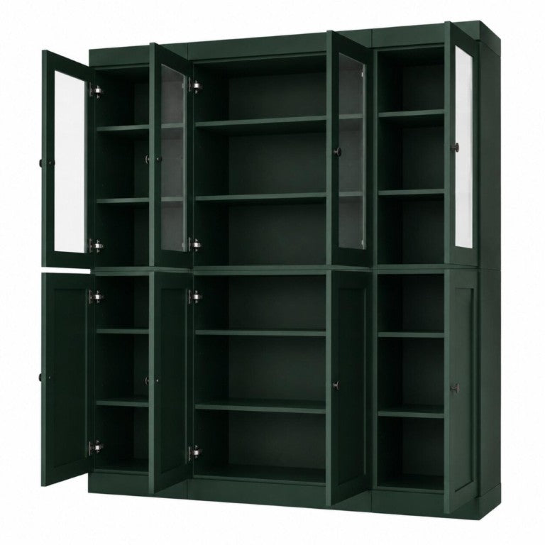 HomeRoots 72 Inch Solid Wood Pantry Cabinet Tall Green Freestanding Kitchen Storage Armoire 754507