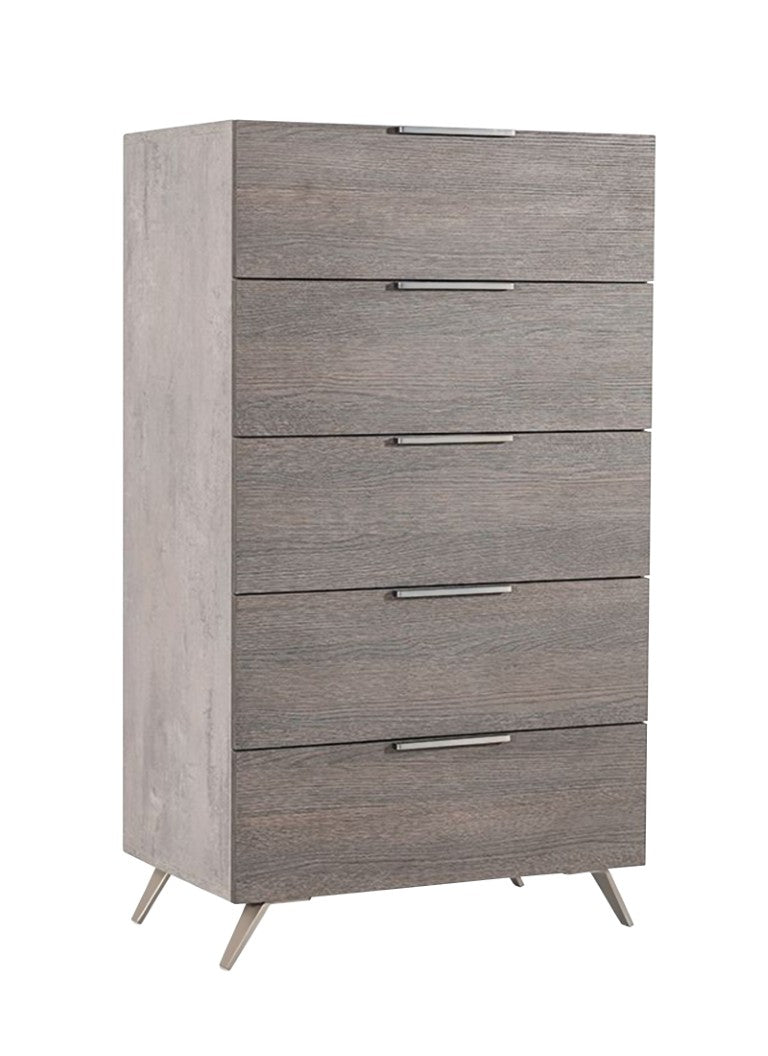 VIG Furniture Bronx Five-Drawer Italian Chest With Faux Concrete Finish, Soft-Close Drawers & Stainless Legs VGACBRONX-CHEST