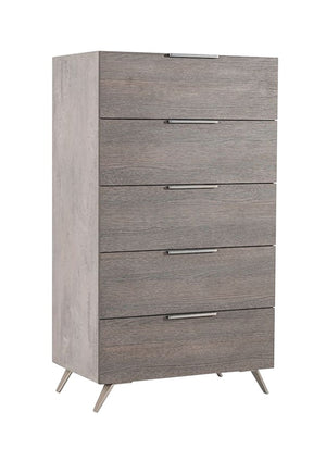 VIG Furniture Bronx Five-Drawer Italian Chest With Faux Concrete Finish, Soft-Close Drawers & Stainless Legs VGACBRONX-CHEST