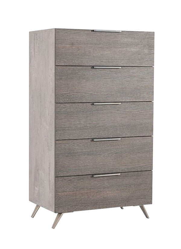 VIG Furniture Bronx Five-Drawer Italian Chest With Faux Concrete Finish, Soft-Close Drawers & Stainless Legs VGACBRONX-CHEST